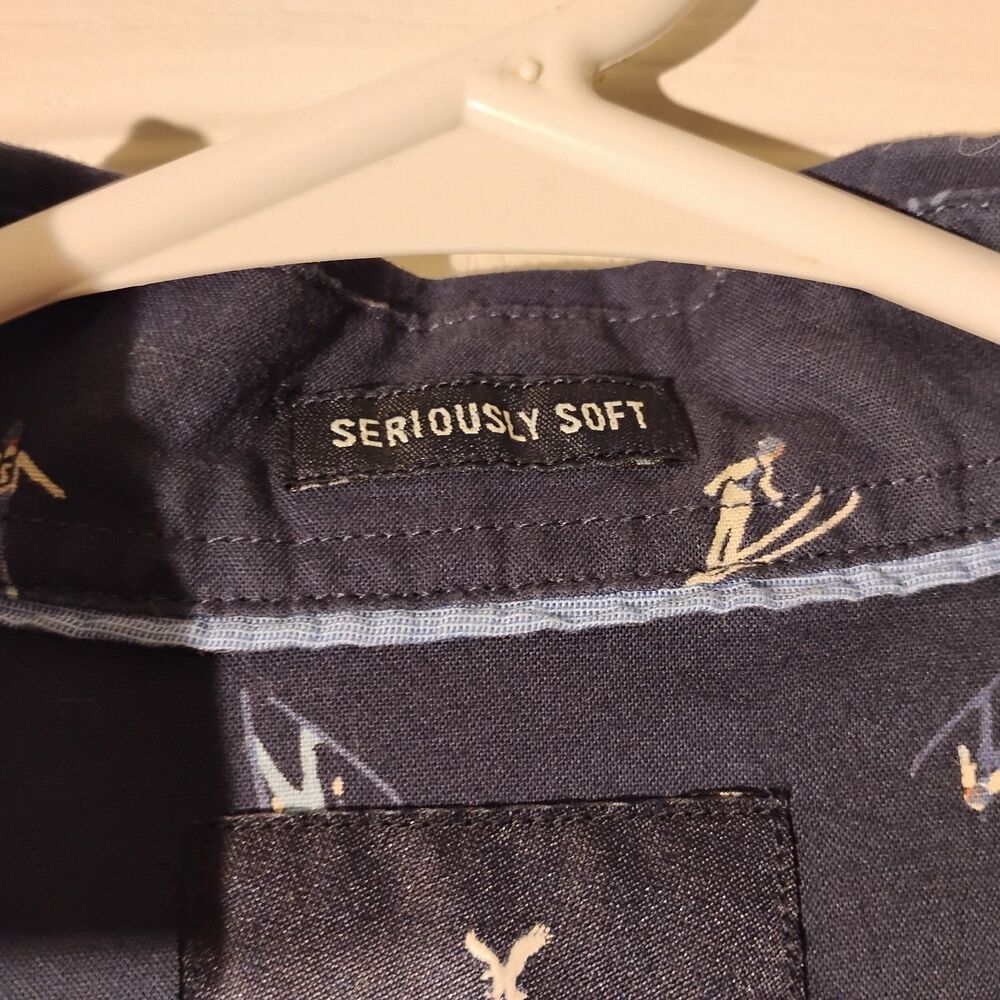 American Eagle shirt mens L LArge blue all over ski button long sleeve NWT - Picture 8 of 12